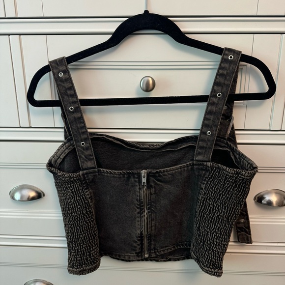 Zara Charcoal Denim Crop Top - Picture 2 of 3